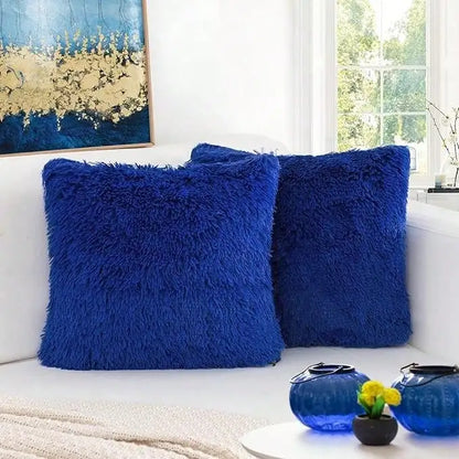 Pack of 2 Luxury Faux Fur Throw Pillow Cover Deluxe Decorative Plush Pillow Case Cushion Cover for Sofa Bedroom  （no pillowcore）
