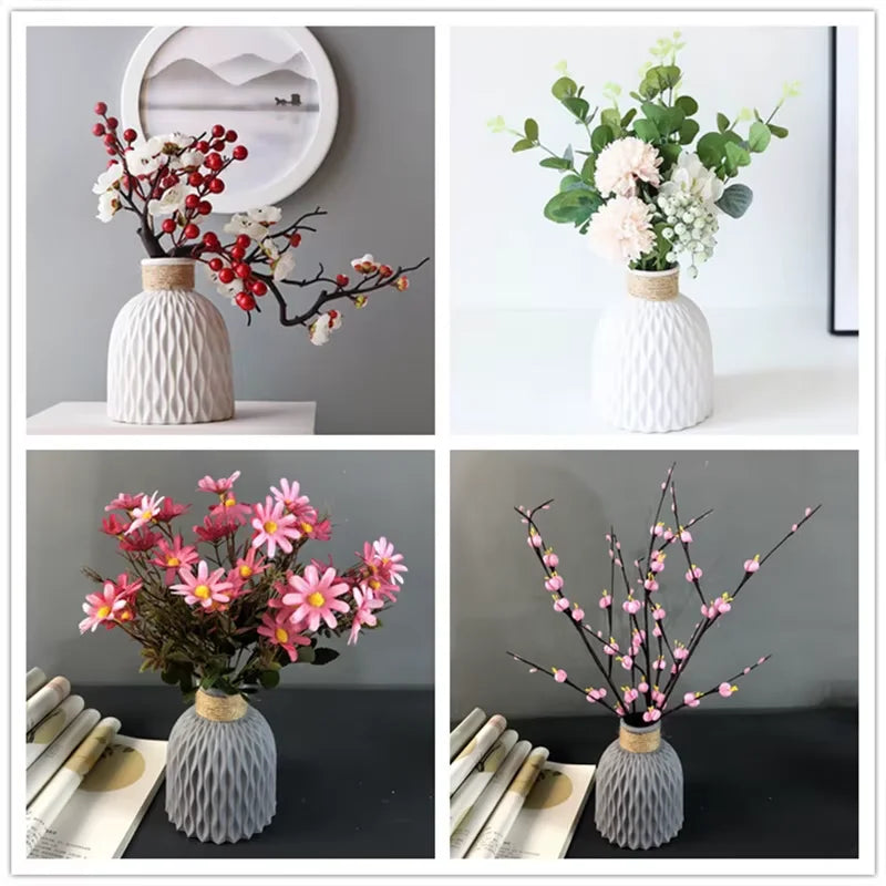 Scandinavian Home Decoration Vase (1PC) - Water Ripple Style, Twine Plastic, Small Flower Arrangement Vase, Minimalist Vase