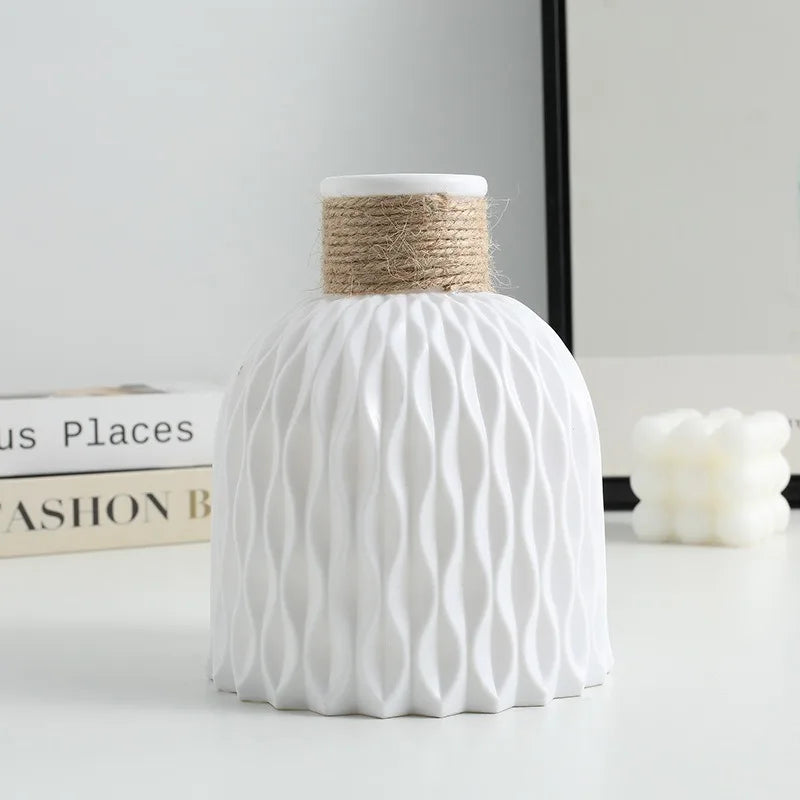 Scandinavian Home Decoration Vase (1PC) - Water Ripple Style, Twine Plastic, Small Flower Arrangement Vase, Minimalist Vase