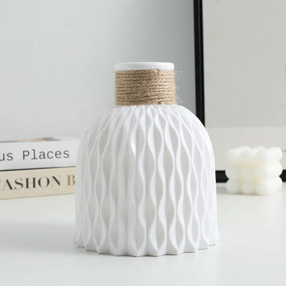 Scandinavian Home Decoration Vase (1PC) - Water Ripple Style, Twine Plastic, Small Flower Arrangement Vase, Minimalist Vase